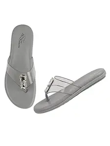 Selfiee Women's Fashion Sandal Soft, Comfortable and Stylish Flat Sandals for Women(Grey)