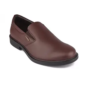 Red Chief Brown Leather Formal Slip on Shoes for Men
