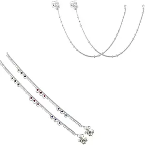 Heer Collection Traditional Jewellery For All Occassions Anklets Payal Pair for Women/Girls Alloy Anklet - Bzr_Combo Payal-103 & 118 (1-Pair Each)