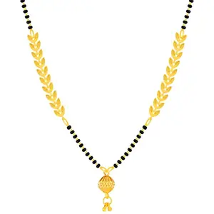 SILVER SHINE Attractive Shape Gold Plated Princess Style Black & Gold Beads Mangalsutra