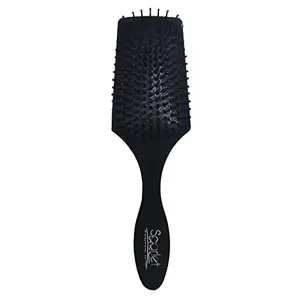Scarlet Line Large Paddle Hair Brush with Plastic Handle, Air Cushion Paddle Brush with Ball Tip Nylon Bristles Styling n Straightening_Black Color