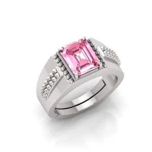 RRVGEM Pink Ring Ring 8.25 Ratti 8.00 Carat Pink Ring Gemstone Silver Plated Ring Adjustable Ring Size 16-22 for Men and Women