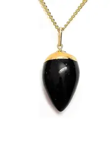 ASTROGHAR Natural Black Tourmaline Tear Drop Shaped Electroplated Crystal Pendant For Men And Women
