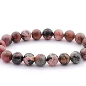 Natural Feng Shui Rhodonite Bracelet for Emotional Healing Unisex Reiki Crystal Divine Stone Stretchable Elastic Bracelet for Gifting