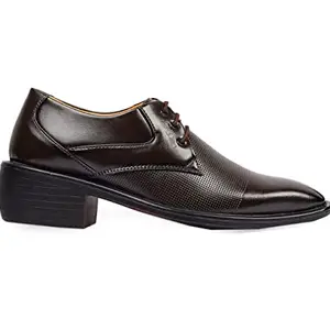 YUVRATO BAXI Men's 2 Inch Heel Height Increasing Brown Formal Derby lace-Up Office Shoes- 10 UK