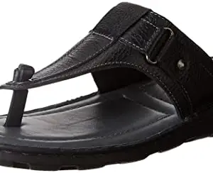 Amazon Brand - Symbol Mens Leather Flat Sandal (SY-AW21-HMP-009_Black_9)