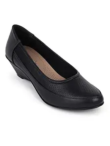 ELLE Women's Black Wedge Heel Pumps