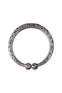 Shyle 92.5 Sterling Silver Anklet for Women, Tattva Chitai Classic Ball Kada, Well Stamped with 925, Handcrafted Oxidized Silver Ankle Kada