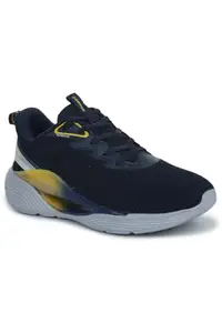 ABROS Drig Running Sports Shoes Breathable Upper Mesh with Eva Sole Memory Foam Insole Casual Walking & Gym Shoes for Mens (Denim Blue/Mustard 9)