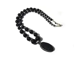 ASTROGHAR Black Tourmaline Necklace With Matching Pendant For Women And Girls