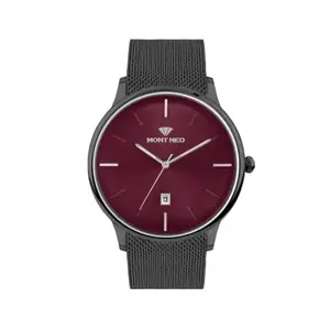 Mont Neo Men Quartz Red Dial Analog Mesh Watch G1052E-B4412