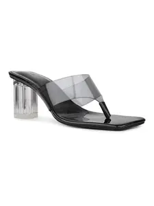 Inc.5 Womens Black Party Wear Transparent Block Heels