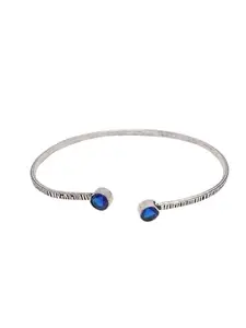 Shoshaa Silver-Toned Blue Brass Oxidised silver Bangle-Style Bracelet