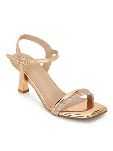 TRUFFLE COLLECTION Women's TC-REN-N1261 Rose Gold Patent Leather Fashion Sandals - UK 6