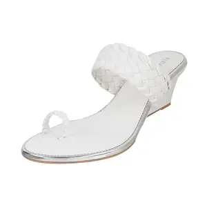 Mochi Women White Wedge Heel Fashion Sandal UK/4 EU/37 (32-128)