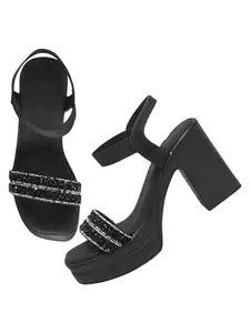 SELFIEE Casual and Classy Block Heel Sandals Comfortable Platform Party Heels For Womens & Girls