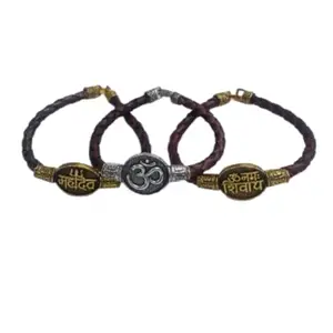Glimmery Shiva Om Leather Bracelet for Men and Women