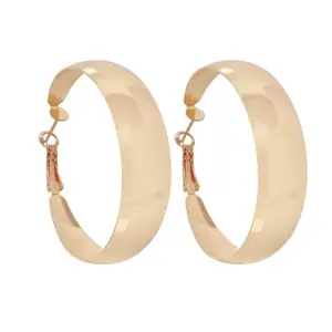 OOMPH Jewellery Gold Tone Thick Chunky Fashion Party-Wear Hoop Earring for Women & Girls Stylish Latest (ESSK140_A)