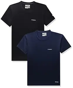 Charged Energy-004 Interlock Knit Hexagon Emboss Round Neck Sports T-Shirt Navy Size Xs And Charged Pulse-006 Checker Knitt Round Neck Sports T-Shirt Black Size Xs