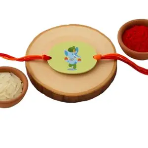 Raavi colors Bhagwan Ganpati Rakhi bhaiya small dhaga new born india
