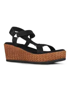 Inc.5 Womens Black Solid Round Toe Wedge Heel Sandals