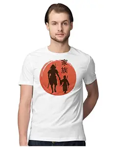 ALLEN BLACK Men's Regular Fit T-Shirt Samurai Father and Son 100% Cotton T-Shirt White_SMFTASNMEN-White 2XL Men Round_