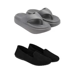 SPORTER Extra Soft Classic Casual wear with Flexibility Technology Flip Flop Combo for Women's/Girl's(6110+2014)