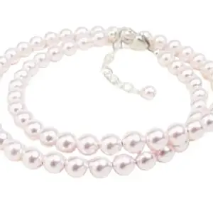 ManakGems Stunning & Precious Gulabi Pearl Necklace 8MM Freshwater Pearl Sacha Moti Necklace Original Certified पर्ल नेकलेस Shiny Australian South Sea Pearl Necklace Moti Ka Har मोती का हार