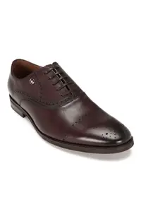 Louis Philippe Men Brown Leather Oxford Shoes