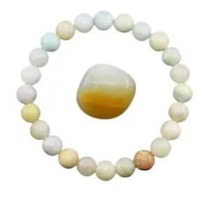 YiCan Natural Multicolor Amazonite Quartz Beads Bracelet | Emotional balance, communication, & courage Stylish Elastic Beaded Bracelet for Men and Women Healing Stone Jewelry