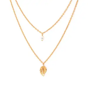 Shaya by CaratLane Be Nice or Leaf Necklace in Gold Plated 925 Silver