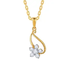 GIVA 18K Yellow Gold Anemone Diamond Pendant|Gold Gifts for Women & Girls| With Certificate of Authenticity & BIS-Hallmarked Gold Jewellery
