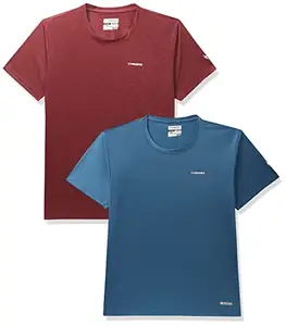 Charged Brisk-002 Melange Round Neck Sports T-Shirt Rust Size 2Xl And Charged Energy-004 Interlock Knit Hexagon Emboss Round Neck Sports T-Shirt Teal Size 2Xl