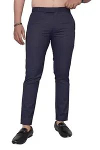 11 ELEMENT Men's Solid Lycra Blend Slim Fit Stretchable Casual Wear Comfortable Trouser with Button Closure (M_I_260328_Darkgrey_40)