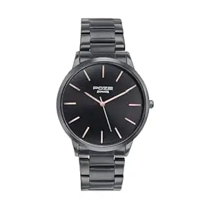 Sonata Poze Quartz Black Dial Black Metal Strap Analog Watch for Men-SP70045NM01W