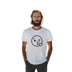 Half Sleeve Trendy Design Printed T-Shirts for Men (Large) White