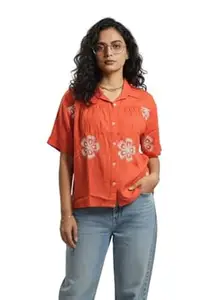 J TURRITOPSIS Women's Embroidered Half Sleeves Stylish Shirt || Shirt Top for Women