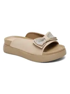 Flat n Heels Womens Beige Flat Slip on FnH 301-1-BG