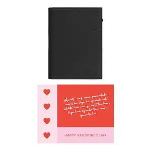 The Wallet Store Amour Shield RFID Protected Wallet Cardholder Best Valentine's Day Gift for Women | Perfect for Wife, Girlfriend Friend with Free Personalized Valentine's Day Greeting Card (Black)