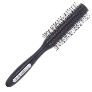 Scarlet Line Professional Ladies Maple Wood Anti Static Matte Round Hair Styling Brush with Joint Less Wooden Handle for Men n Women_Black