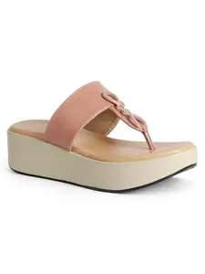 Carlton London Women Sandal,Peach,UK-8