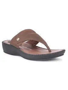 Liberty Healers J332-11 Casual Slip-on Slipper For Women - PU Sole | Nubuck Leather Upper | Leather Insole | Outdoor & Fashion | Comfortable & Moder Design | Durable & Breathable (Brown-39 EU)
