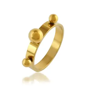 Memoir Brass Gold Plated Stud Challa Finger Ring for Men and Women Fashion jewellery (ORNI8309)