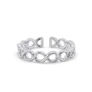 Clara Pure 925 Sterling Silver Infinity Finger Ring | Size Adjustable | Thumb Band | Gift for Women Girls Wife Girlfriend