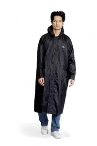 MINISTER Rainwear Reversible Galaxy POLY & PVC Men's Raincoat | 2-in-1 Waterproof Long Rain Coat for Men | Versatile Style & Monsoon Protection|Black|Size - L