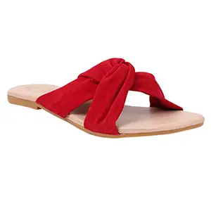 Shoetopia Women's Casual Outdoor Comfortable Trendy Flats, Red,EU42