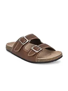 SOFTIO SFT187 Men's Brown Synthetic Leather Outdoor | Lightweight | Stylish | Trendy Sandal Roman Sandal