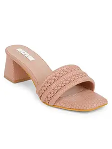 ELLE Women's Dusty Pink Block Heel Sandals