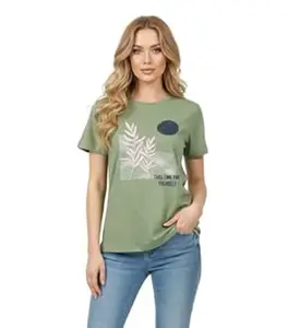 BILBURY Women’s Chest Print Top T-Shirts | Regular Fit Cotton Blend Summer Wear | Trendy Casual Printed Tops for Women