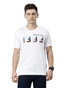 TVS Racing Round Neck T Shirts-Premium 100% Cotton Jersey, Versatile T Shirt for Men, Ideal for Gym, Casual Wear & More-Mercerised Yarn for Extra Durability-Easy to Wear & Wash (Type-3 White-S)
